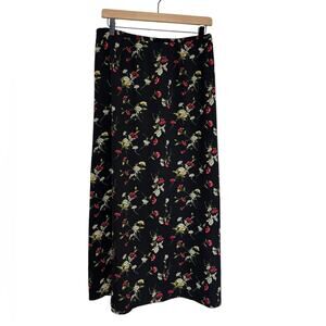 Vintage Kathie Lee Black Floral Grunge 90s Maxi Skirt - Size 14